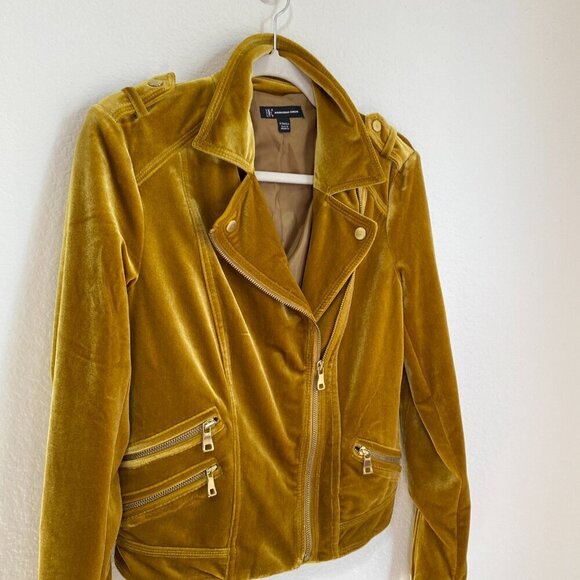 INC International Concepts Glam Velvet Gold Moto Jacket Blazer - Picture 2 of 10